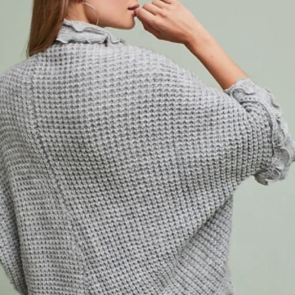 Anthropologie Moth Rocia Ruffle Trim Cardigan in Grey - Picture 4 of 12
